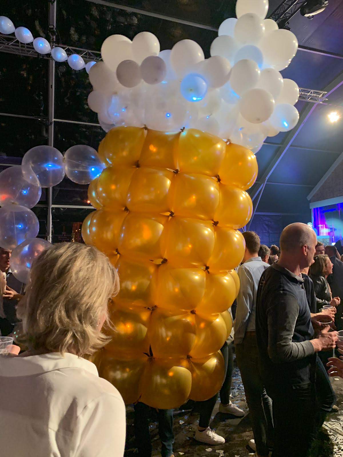 Close-up of a large balloon beer glass at the Bavaria 300 Jaar brand activation in Lieshout (2019)